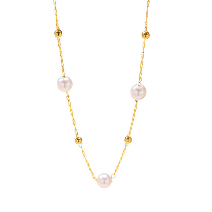 Elegant Pearl and Gold Chain Necklace Stornfield