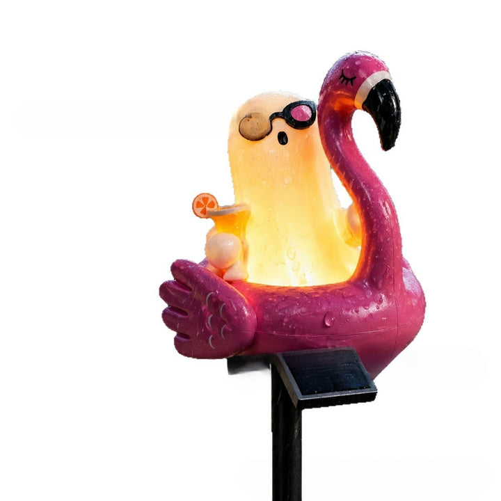 Whimsical Solar Flamingo Garden Stake Lantern With Integrated LED Character And Ground Spike Stornfield