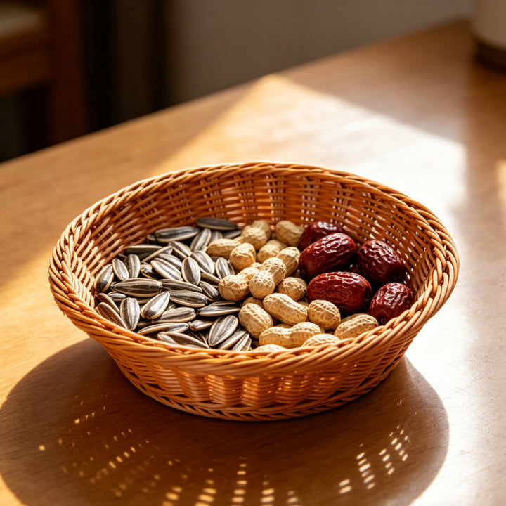 Round Decorative Woven Fruit Serving Basket Stornfield