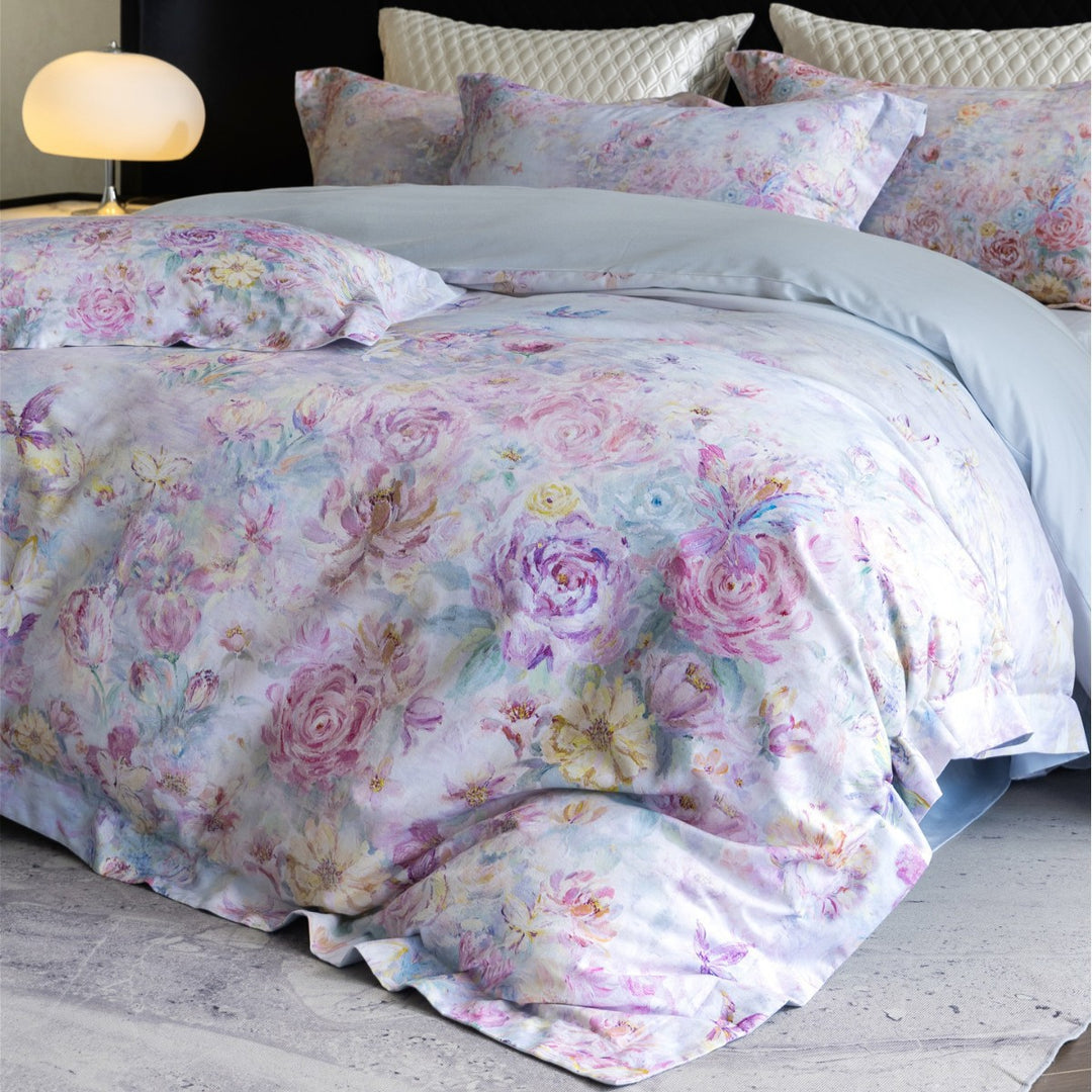 Luxury Floral Cotton Sateen Duvet Cover Set