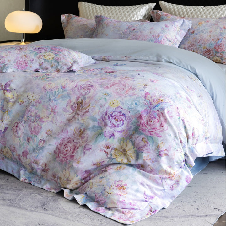 Luxury Floral Cotton Sateen Duvet Cover Set
