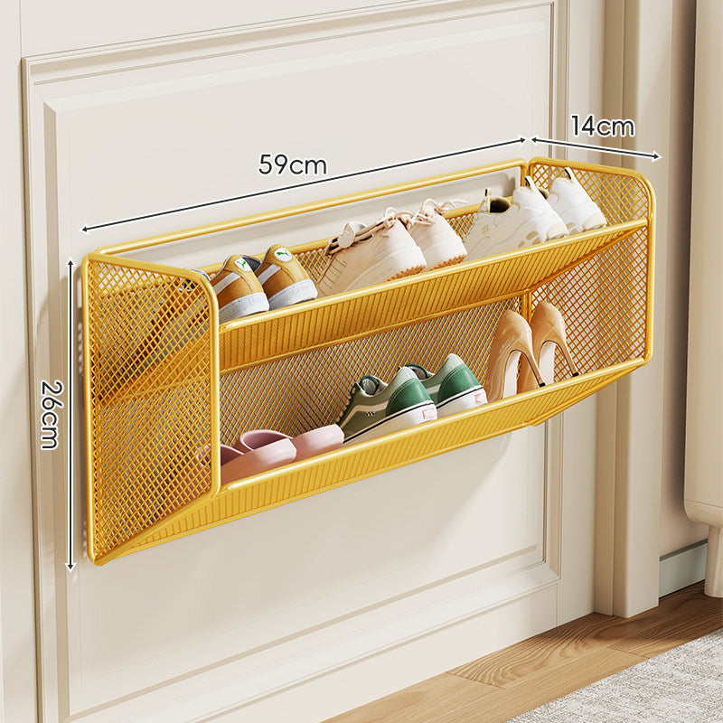 Wall-Mounted Slim Drop-Down Mesh Shoe Shelf Rack