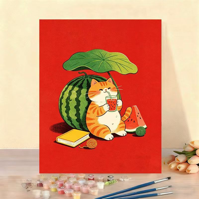 Whimsical Cat Illustration Canvas Artwork Stornfield