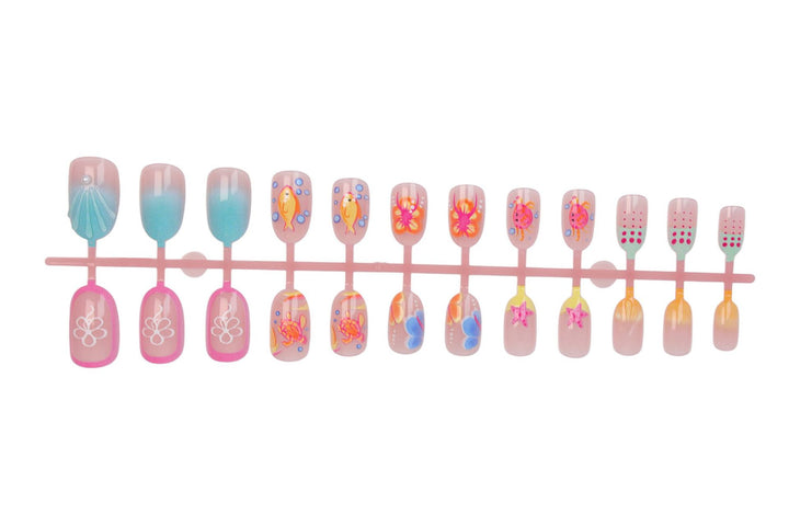 Artificial nail set with colorful floral and summery designs Stornfield
