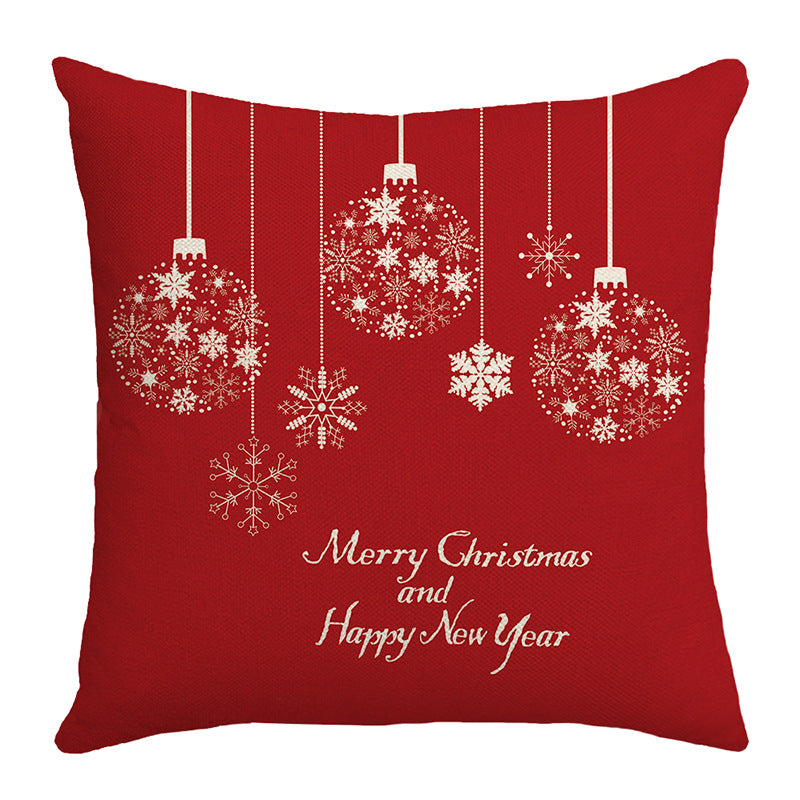 Seasonal Christmas Throw Pillow Cover with 'Let It Snow' Script and Snowflake Print
