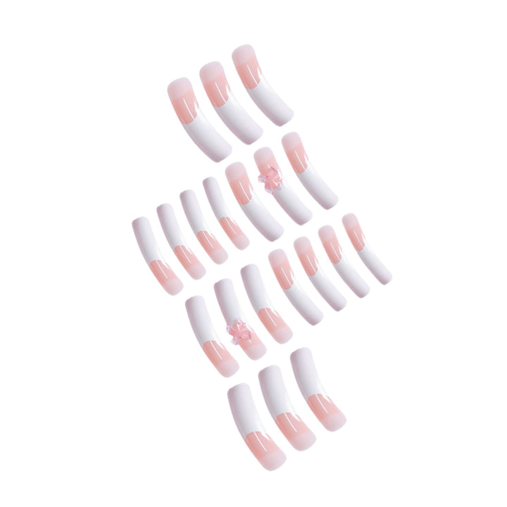 Elegant French Tip Press-On Nails with Bow Accents Stornfield