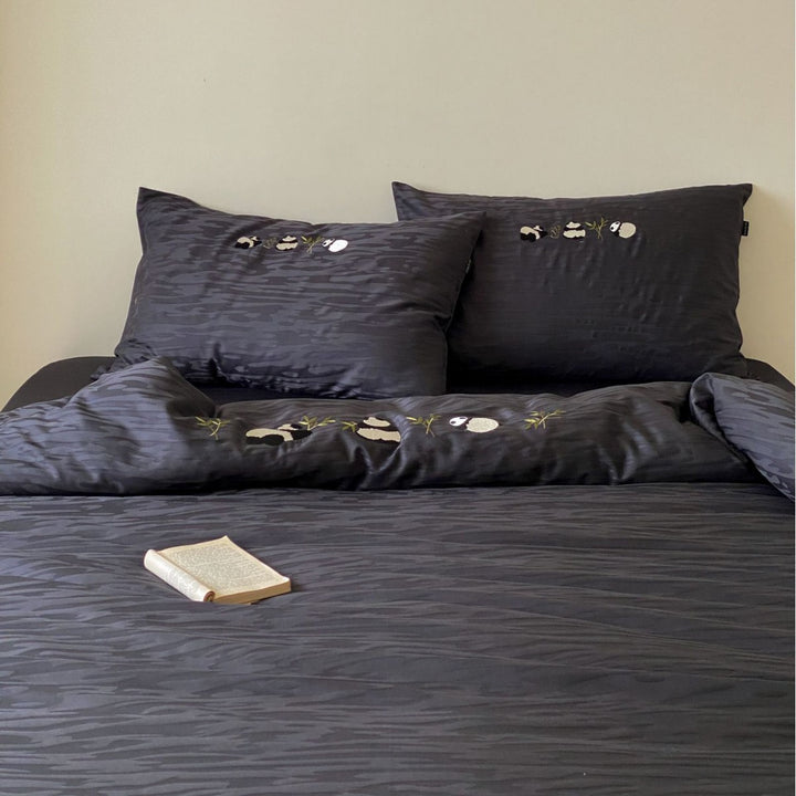 Luxury Satin Jacquard Duvet Cover Set with Pillow Shams and Bed Skirt