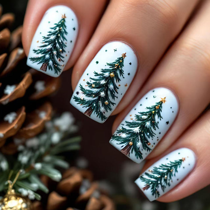 Artificial Nails In Festive Winter Forest Design Stornfield