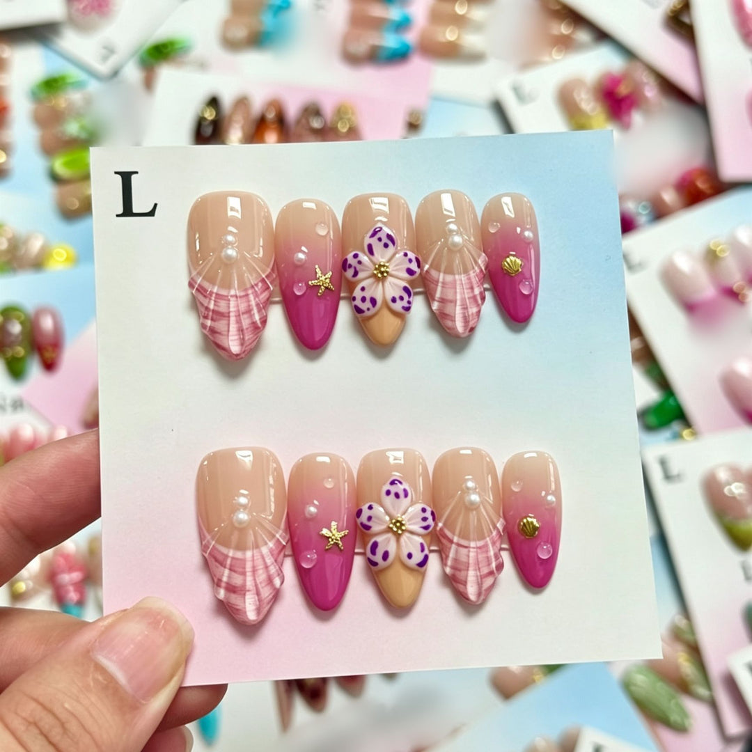 Handmade Floral Design Press-On Nails Set