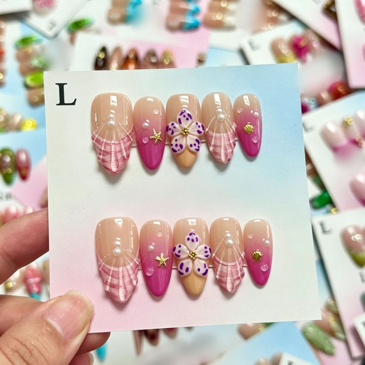 Handmade Floral Design Press-On Nails Set