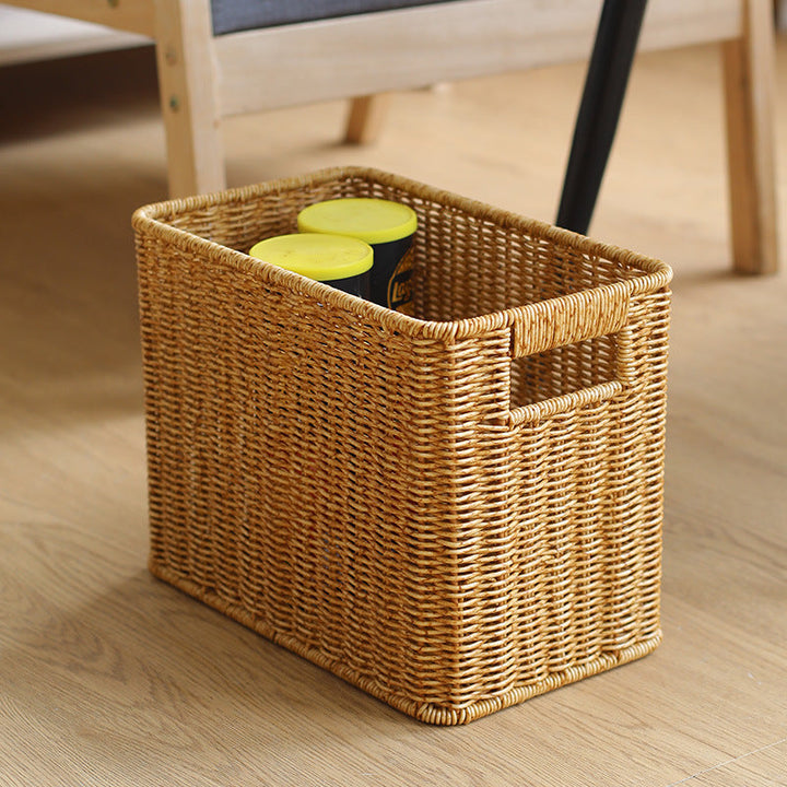 Handwoven Rectangular Storage Basket with Cutout Handles Stornfield