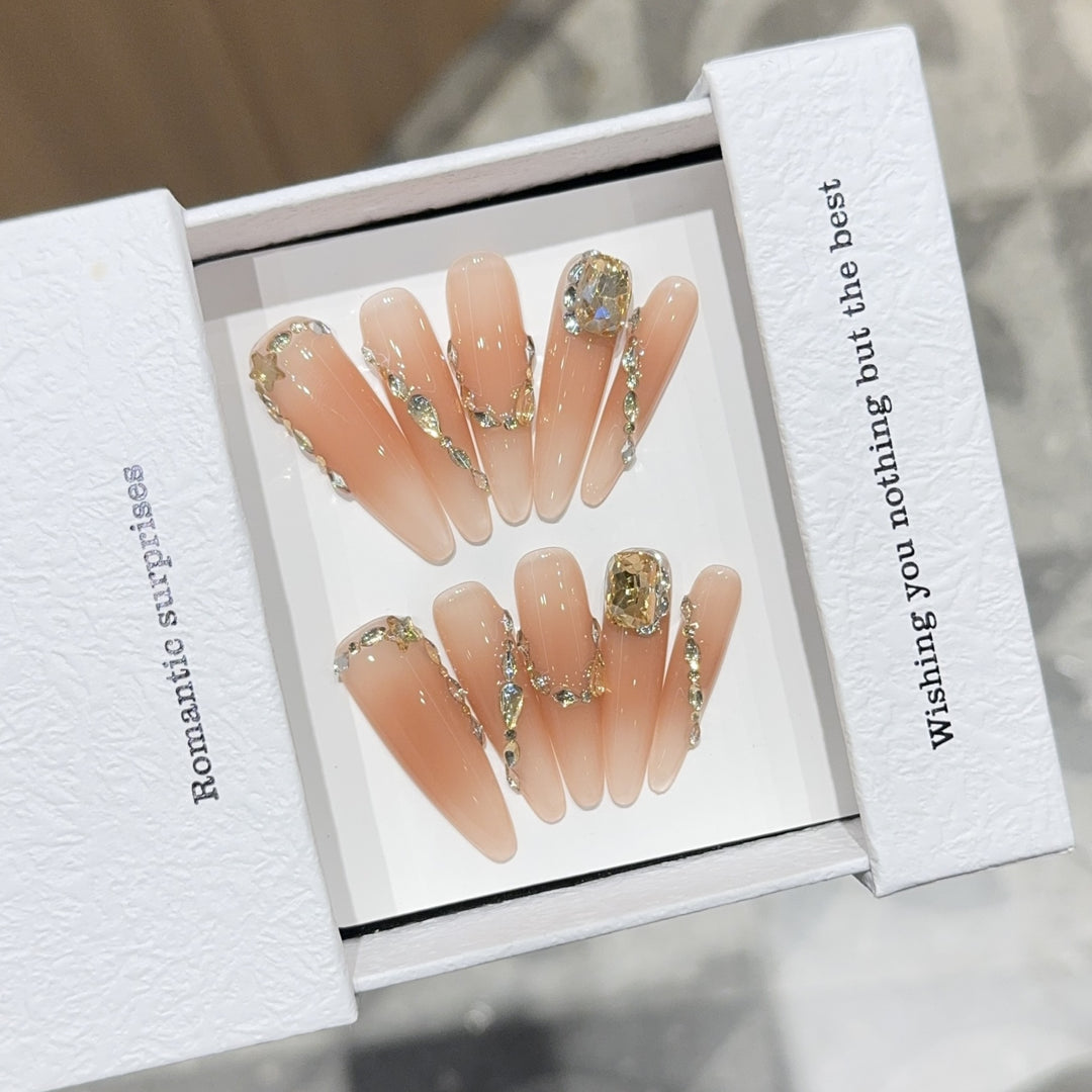 Artificial nails with Romantic Glamour Design Stornfield