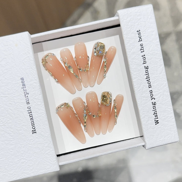 Artificial nails with Romantic Glamour Design Stornfield