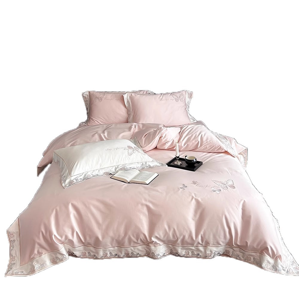 Embroidered Butterfly Cotton-Sateen Duvet Cover Set