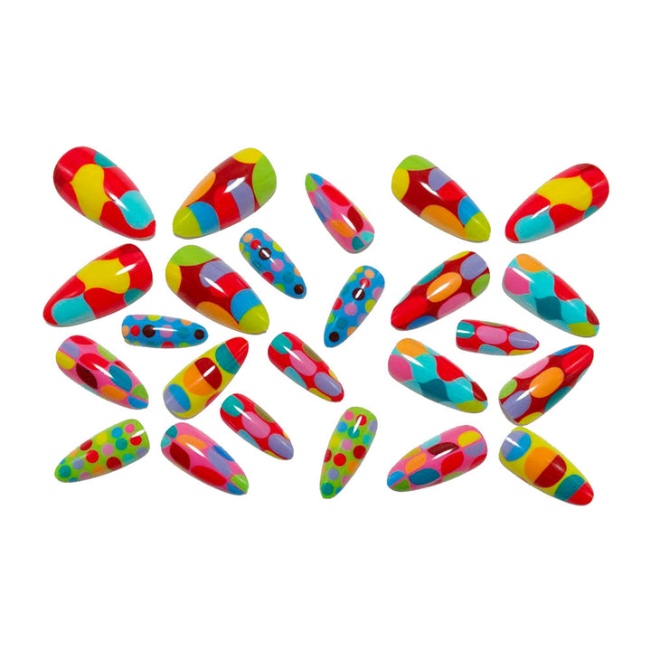 Artificial nails with colorful dot and color play Stornfield