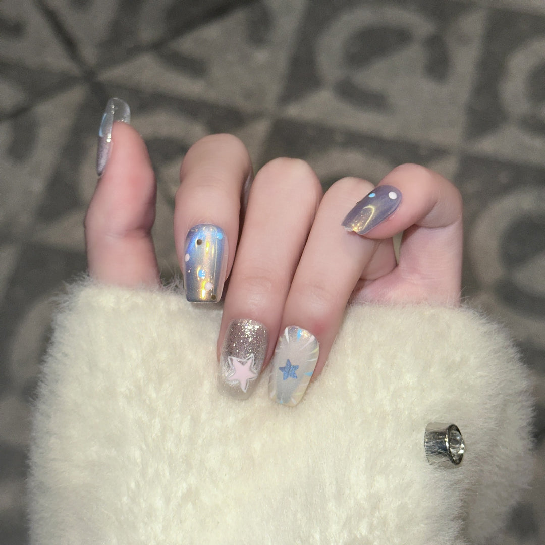 Starry Theme Press-On Nail Art Set