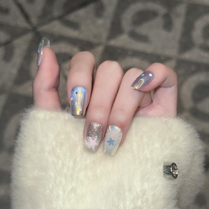 Starry Theme Press-On Nail Art Set