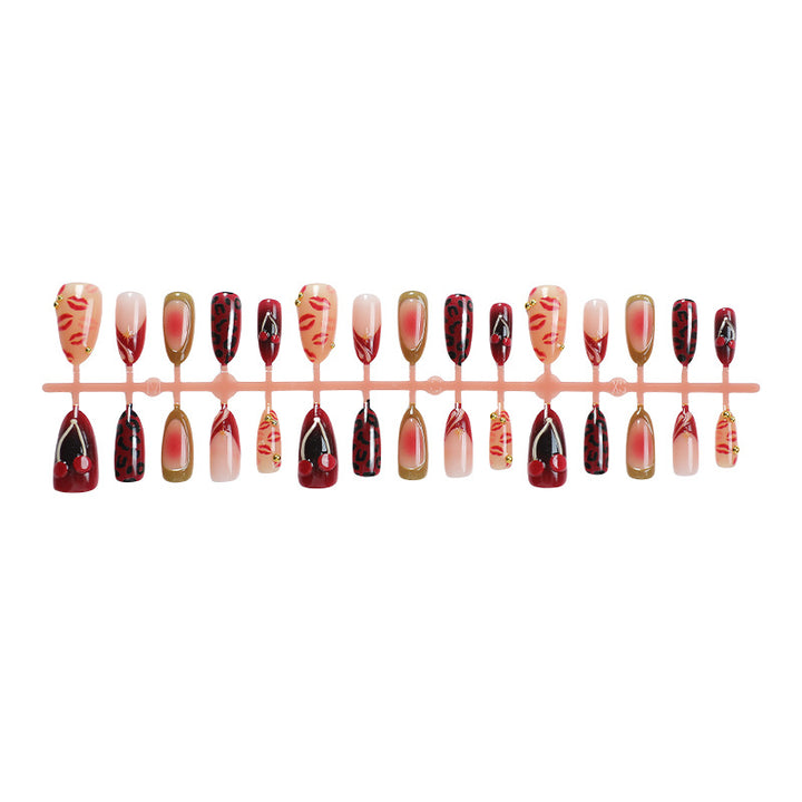 Decorative Press-On Nail Art Set with Luxurious Kiss and Leopard Inspired Designs Stornfield