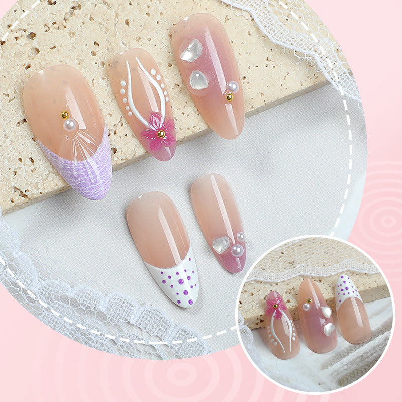 Elegant Floral-Embellished Press-On Nail Set