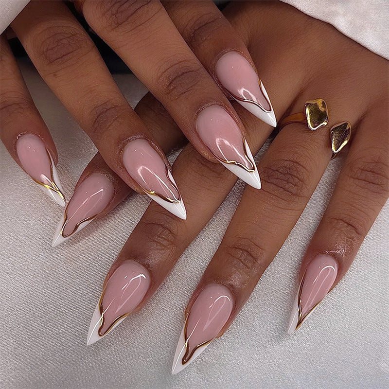 Artificial nail set with elegant gold edge Stornfield