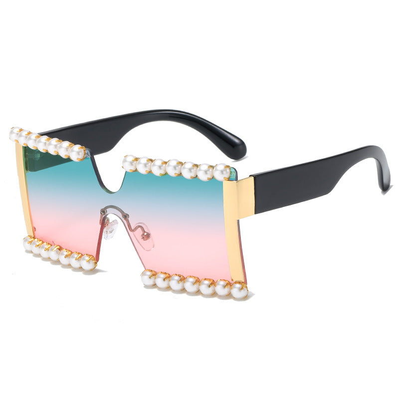 Ladies extravagant rectangular sunglasses with pearl decoration and UV protection Stornfield