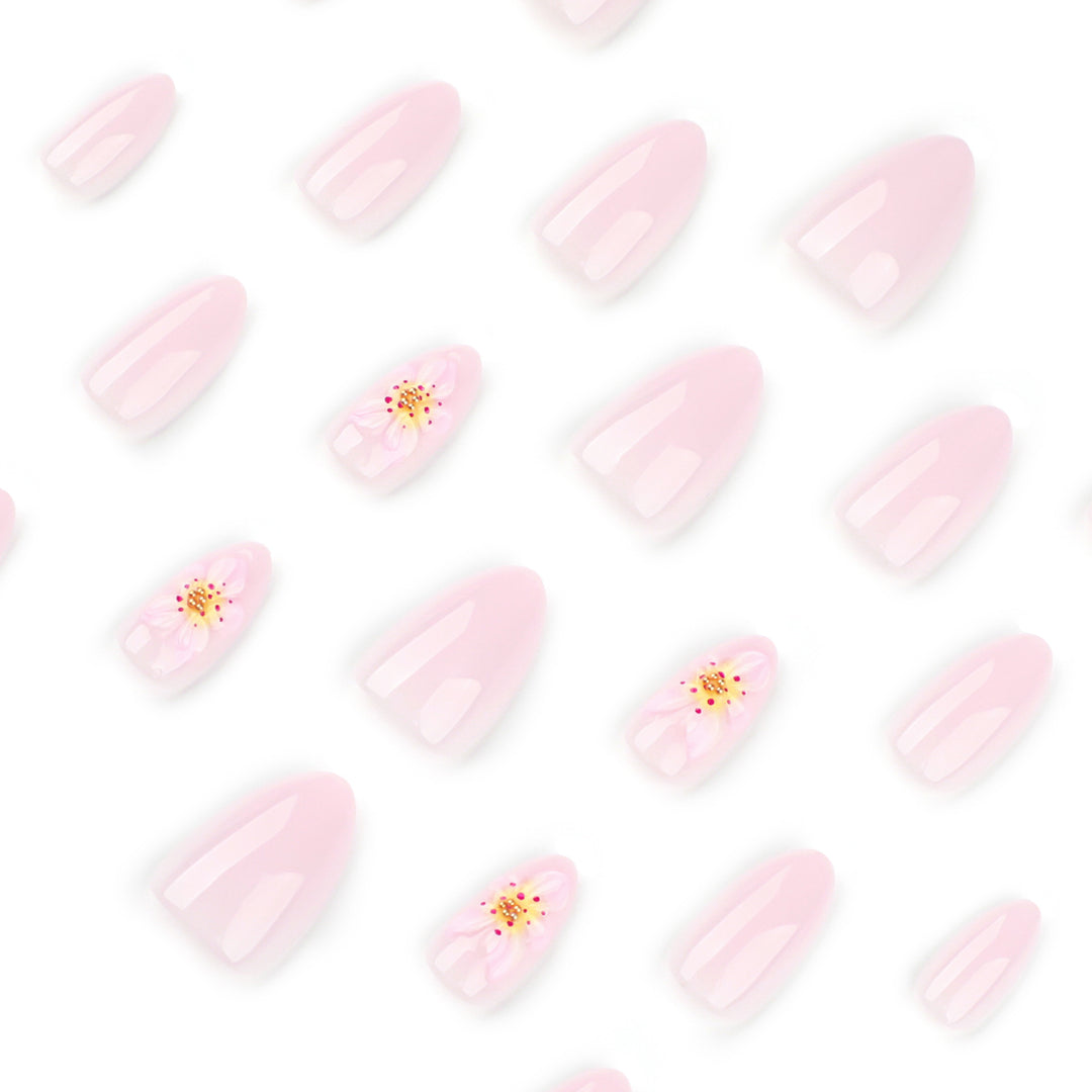Artful Nail Extensions with Delicate Flower Designs Stornfield