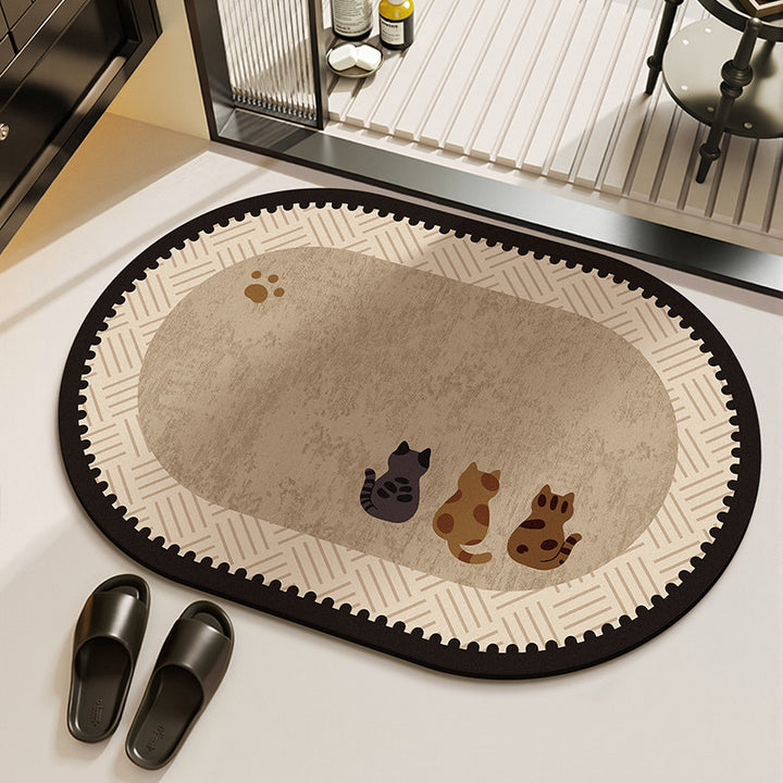 Cat-Themed Plush Bathroom Mat