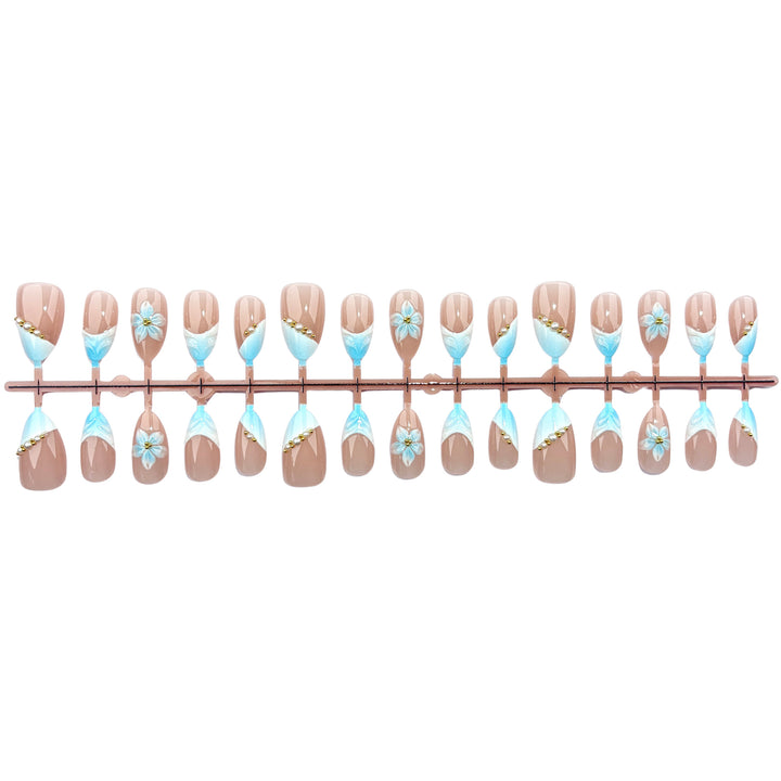 Elegant Floral Press-On Nail Design