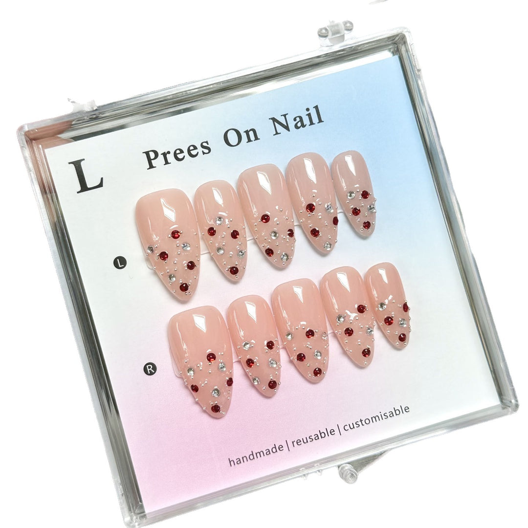 Decorative Press-On Nails with Customizable Gem Accents