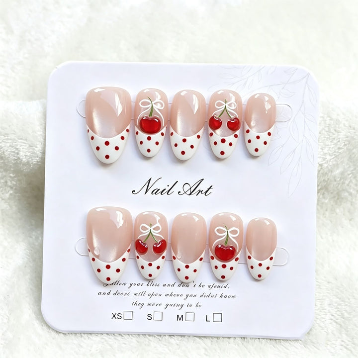 Charming Cherry-Themed Press-On Nail Set Stornfield