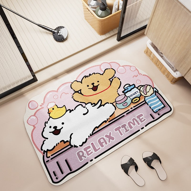 Cartoon-Themed Absorbent Bath Mat for Bathroom