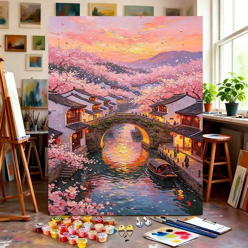 Scenic Cherry Blossom Paint by Numbers Art Kit Stornfield