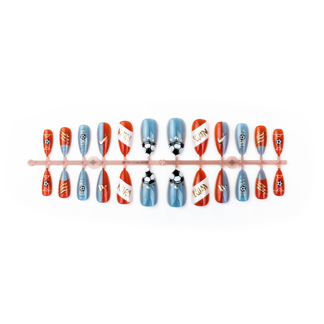 Sports-Themed Press-On Nail Art Set