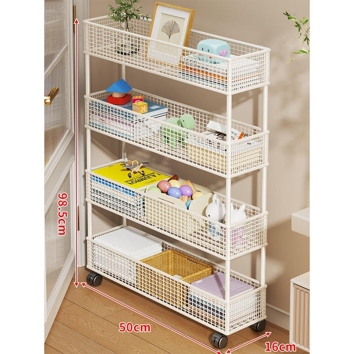 Slim Vertical Mesh Basket Organizer Rack for Narrow Spaces