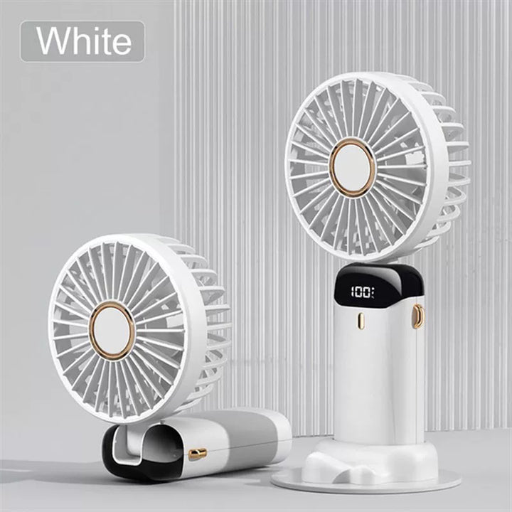 Unisex One Size Foldable Rechargeable Hand Fan with LED Battery Status Indicator and Removable Charging Station Stornfield