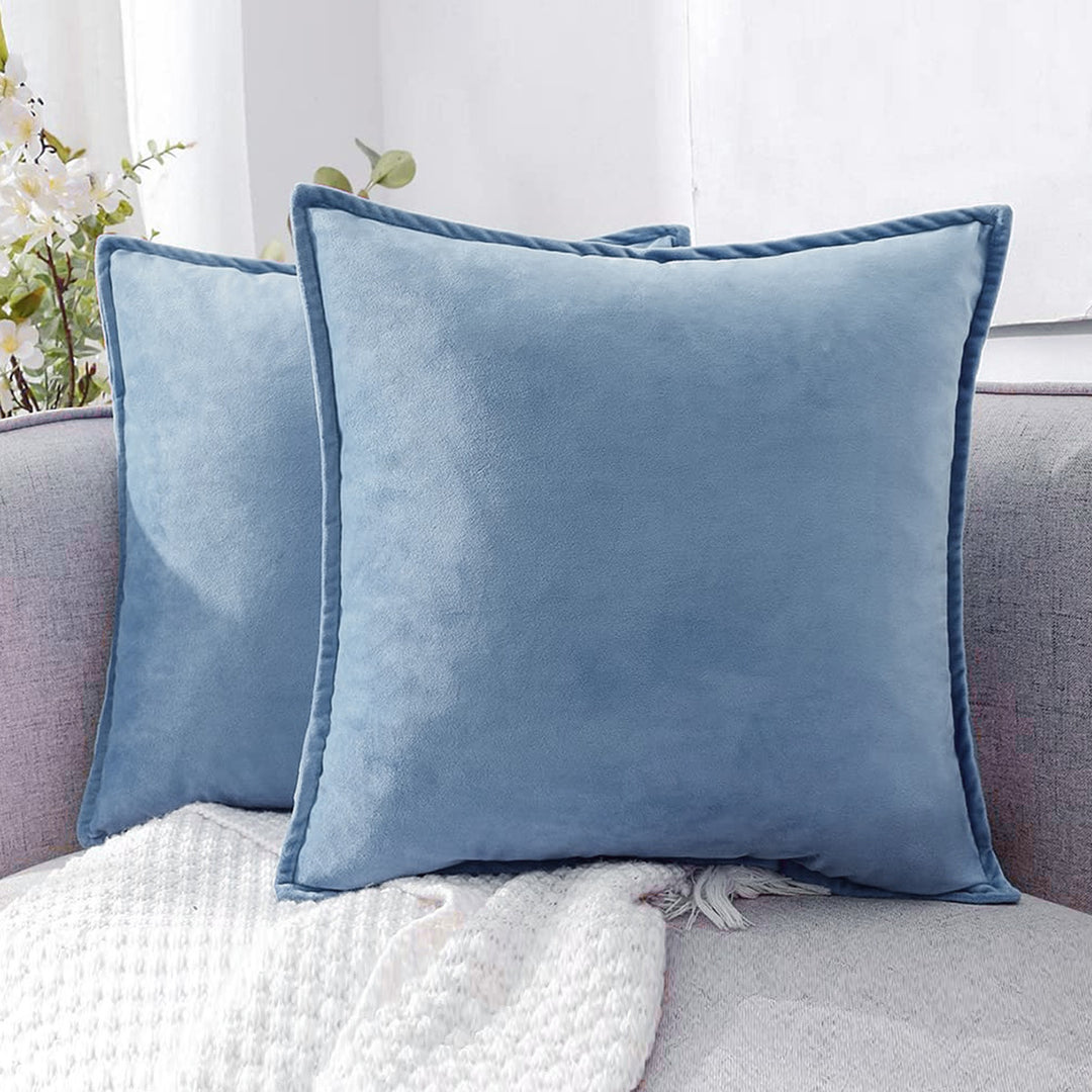 Plush Velvet Square Throw Pillow Set with Hidden Zipper and Down-Alternative Insert