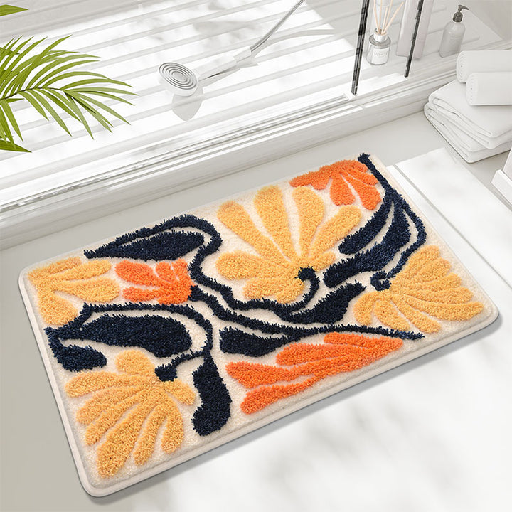 Artistic Floral Design Bath Mat