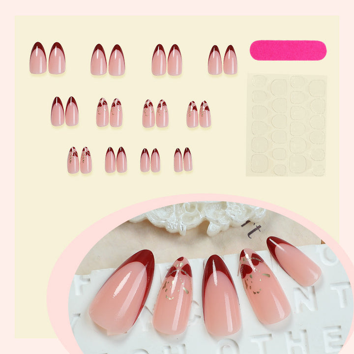 Elegant Stiletto Press-On Nail Set with Decorative Gold Accents Stornfield