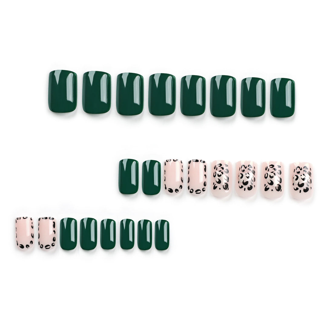 Artful nail art with tasteful green and leopard accents Stornfield