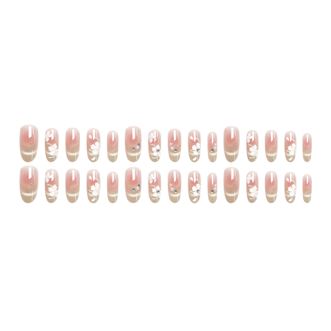 Artificial nail set with elegant floral accents Stornfield