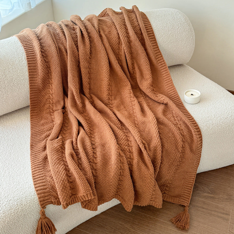 Cable Knit Decorative Throw Blanket