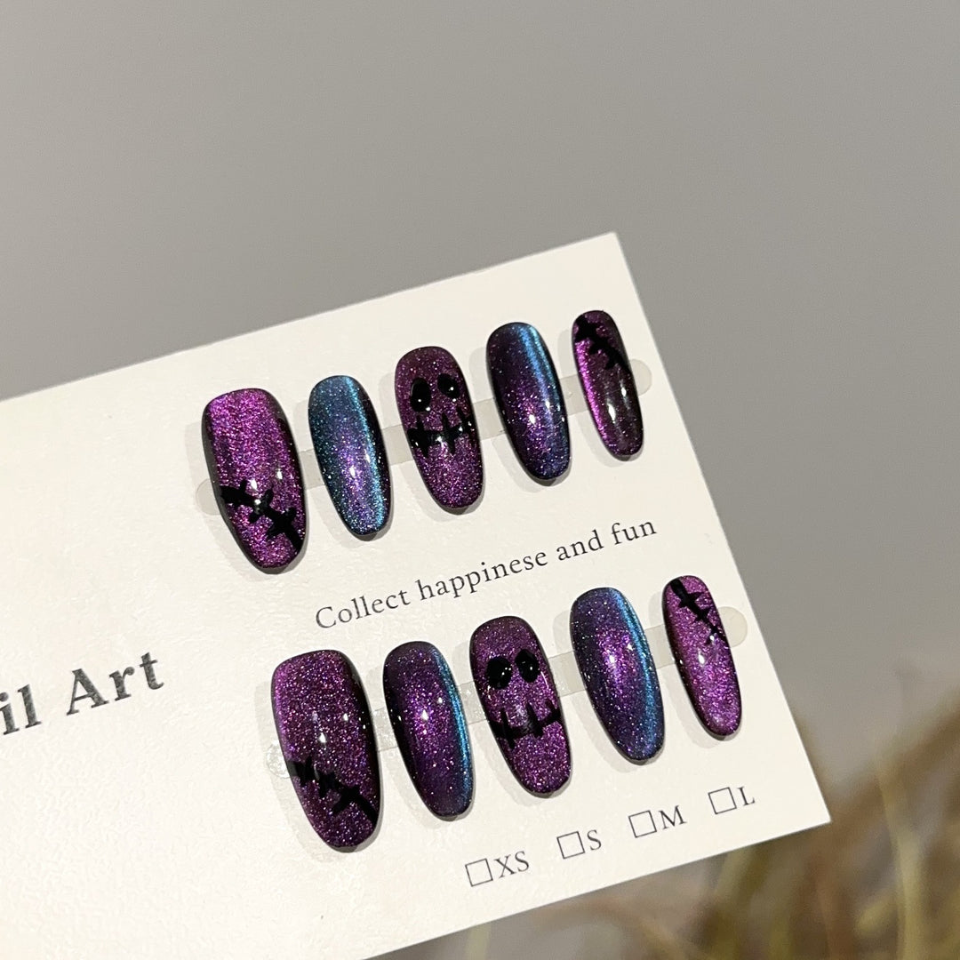 Halloween-Themed Glittering Press-On Nail Art Set