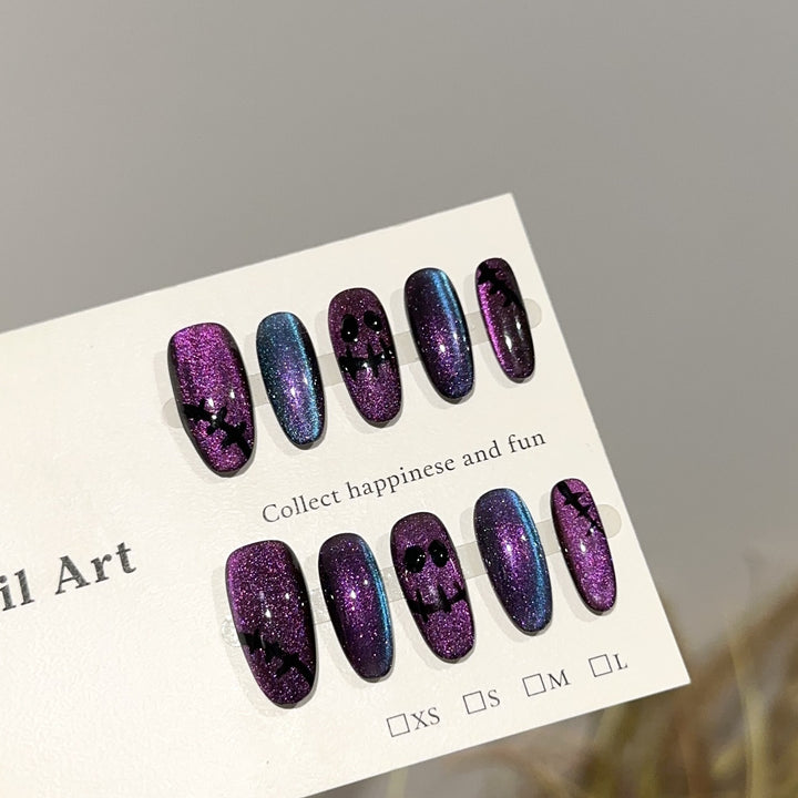 Halloween-Themed Glittering Press-On Nail Art Set