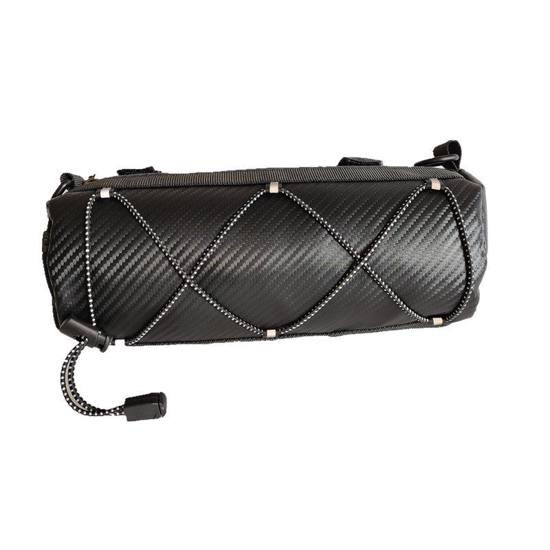 compact medium tubular bicycle handlebar storage bag with reflective bungee and Velcro attachment Stornfield