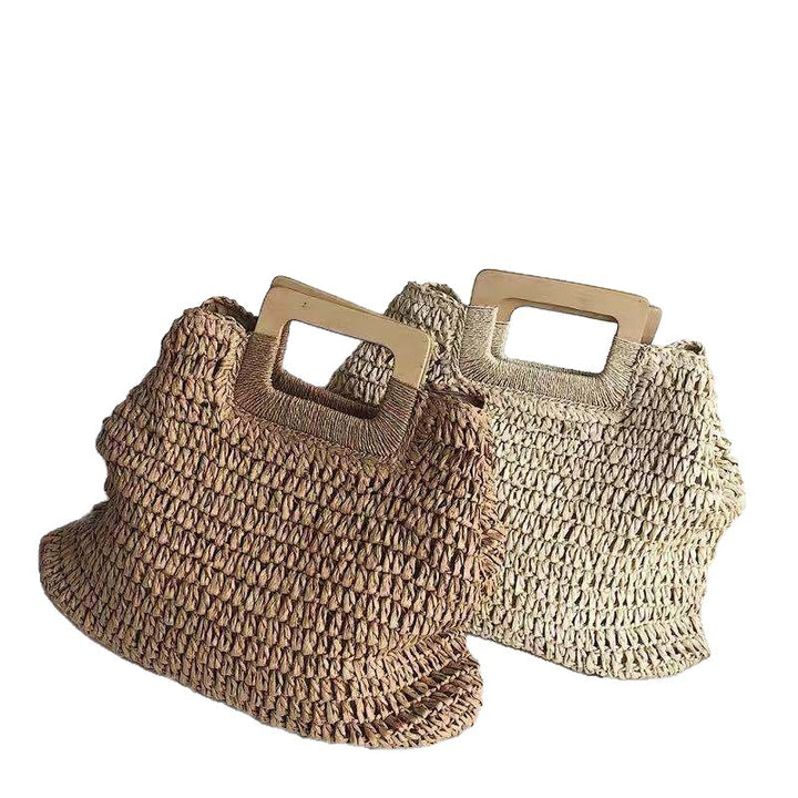 Handmade tote bag with wooden handle Stornfield