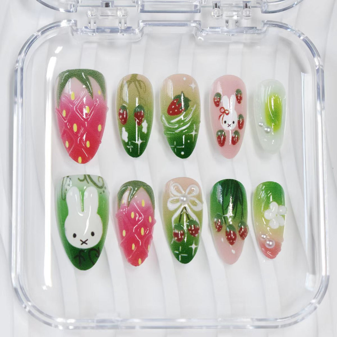 Artistic Floral Press-On Nail Set Stornfield