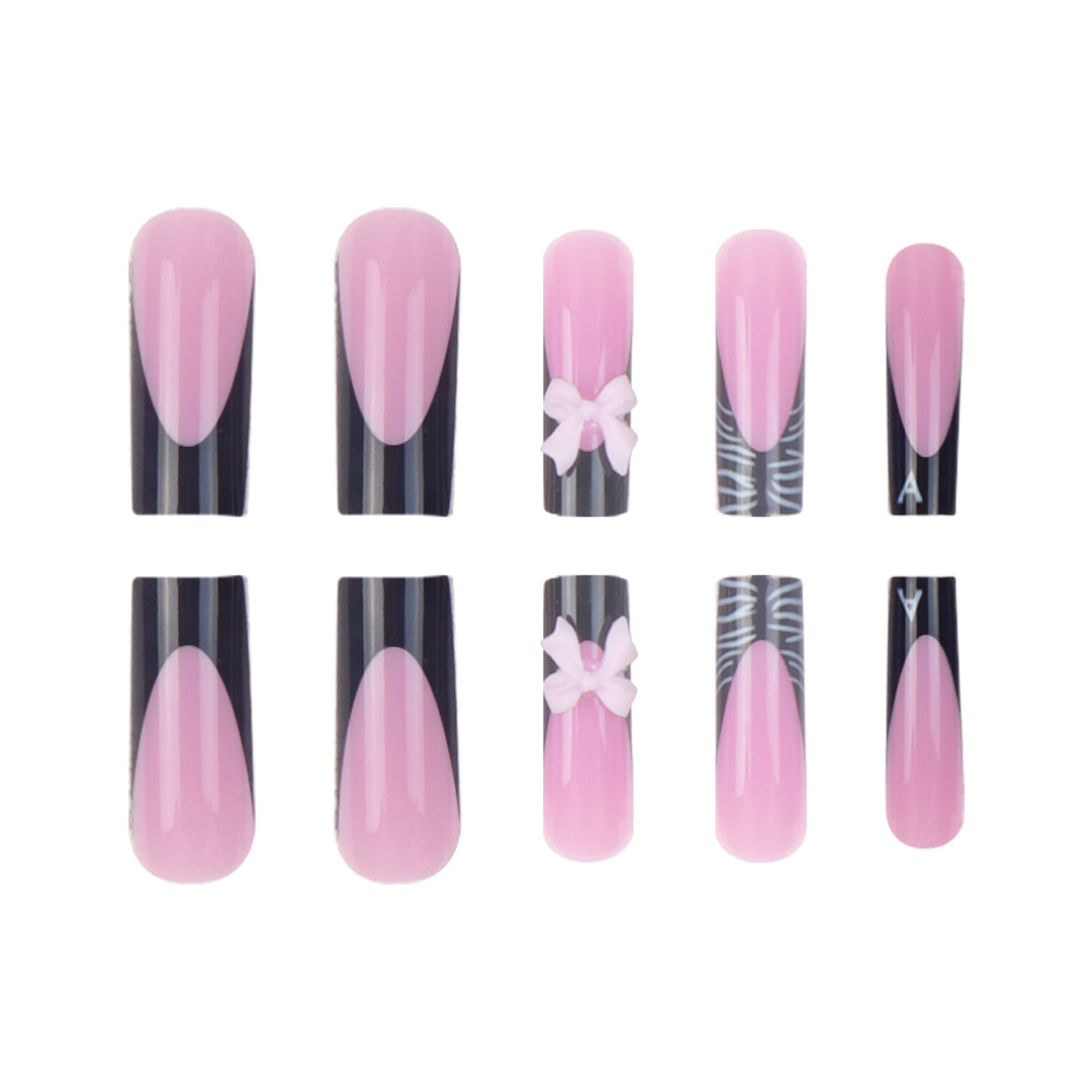 Stylish Artistic Press-On Nails with 3D Bow Design Stornfield
