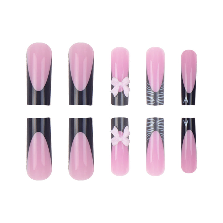 Stylish Artistic Press-On Nails with 3D Bow Design Stornfield