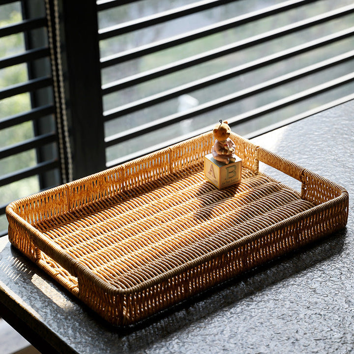 Handcrafted Rectangular Wicker Serving Tray Stornfield