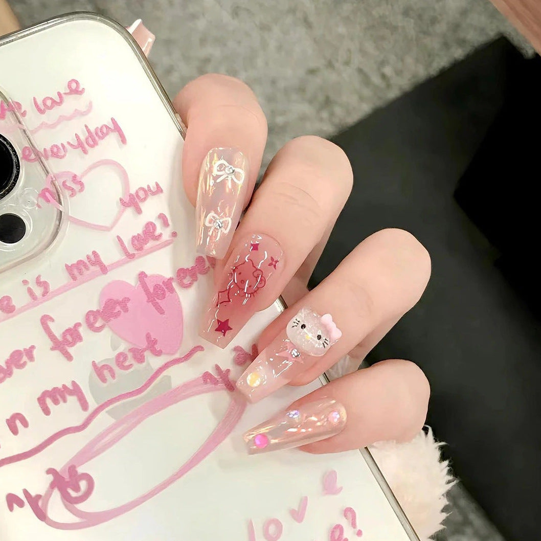 Decorative Press-On Nail Set with Character Accents Stornfield